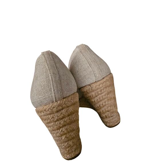 Seville espadrille wedges in metallic canvas sz 7 cream shoes SH413 - Picture 5 of 7